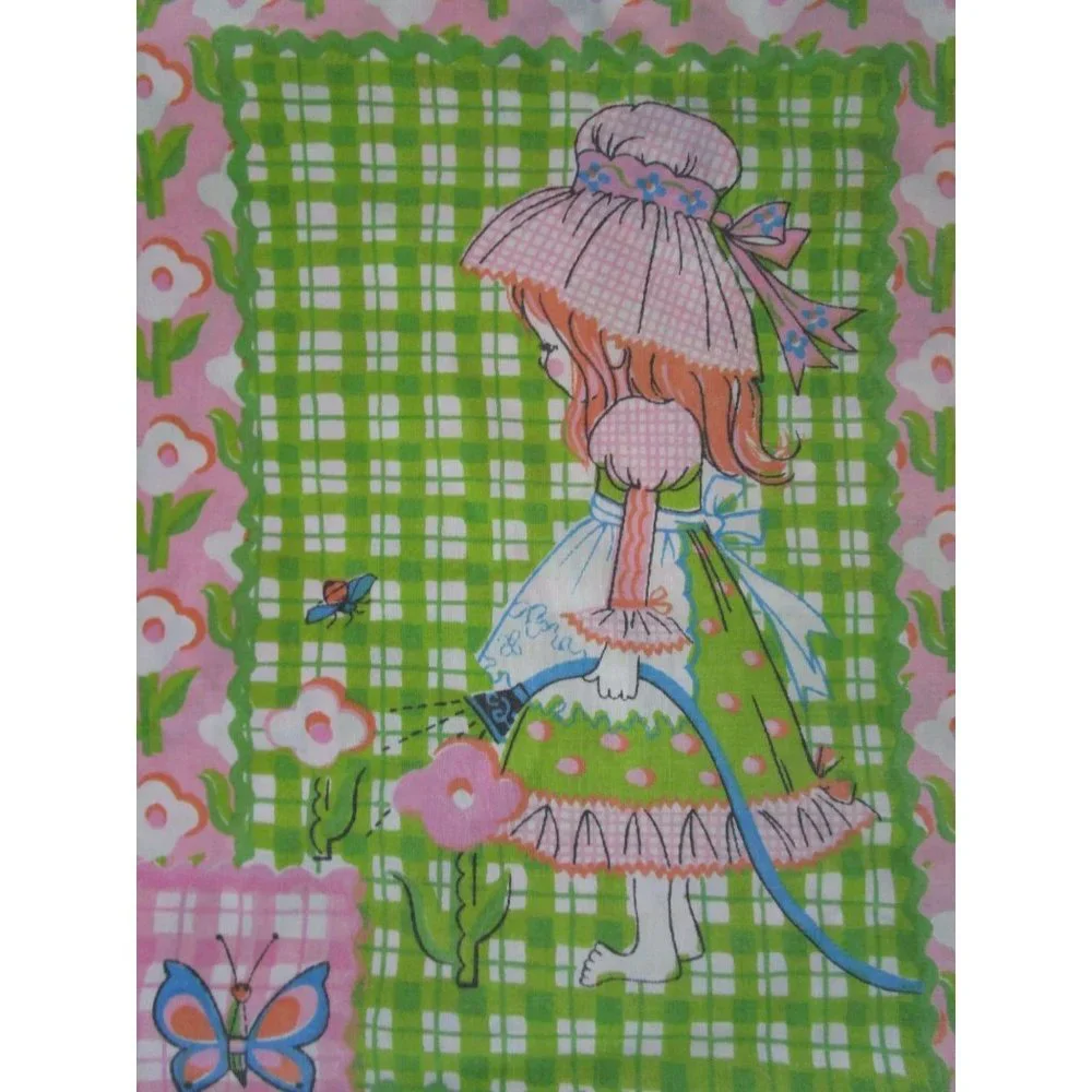 Katies Patchwork Girls Pillowcase Vintage 1970s Sears Girls Bedding Faded GUC - Picture 3 of 12